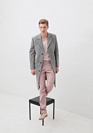 Grey Straight Coat with red dotted Trousers