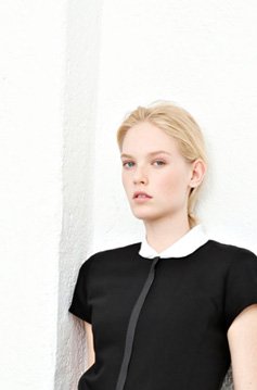 Black Shortsleeve Dress with leather detail
