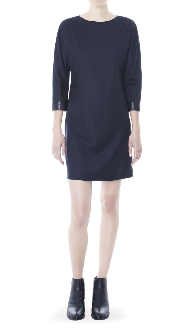 3/4-Arm Kleid mit Ledermanschette dunkelblau
