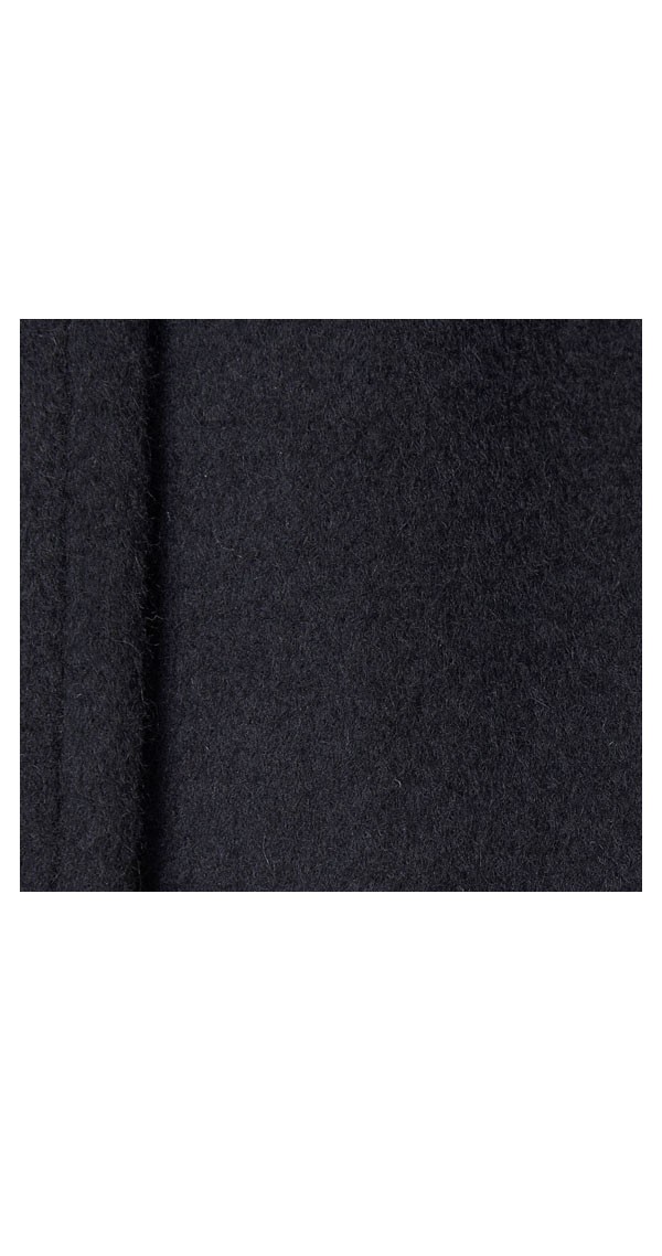 Black Cashmere Coat Belt with Leather Det.