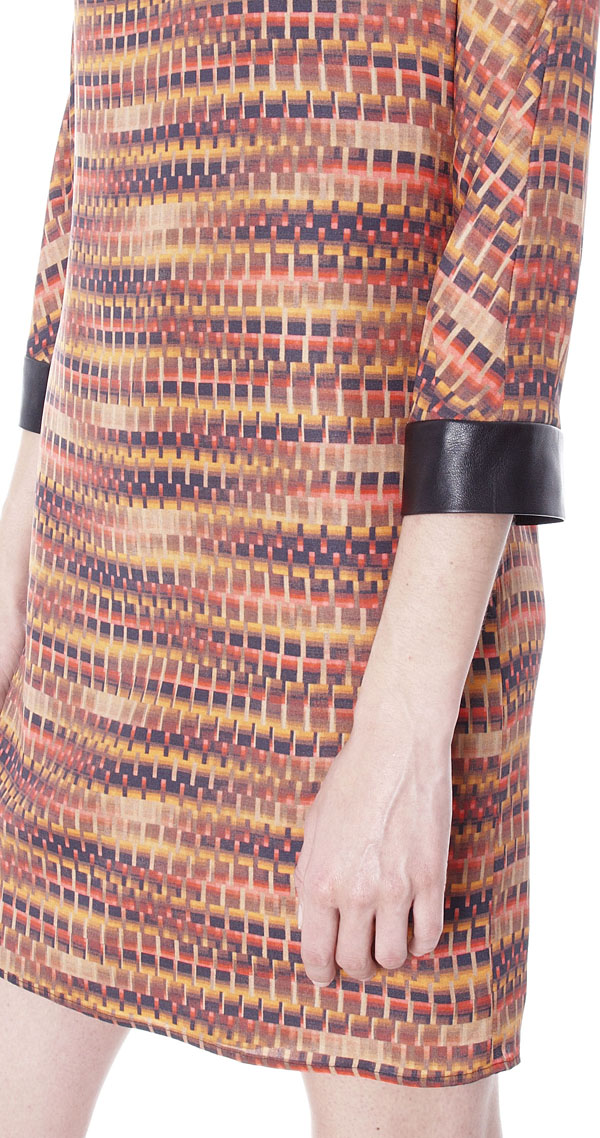 Silk Dress with Leather Cuff