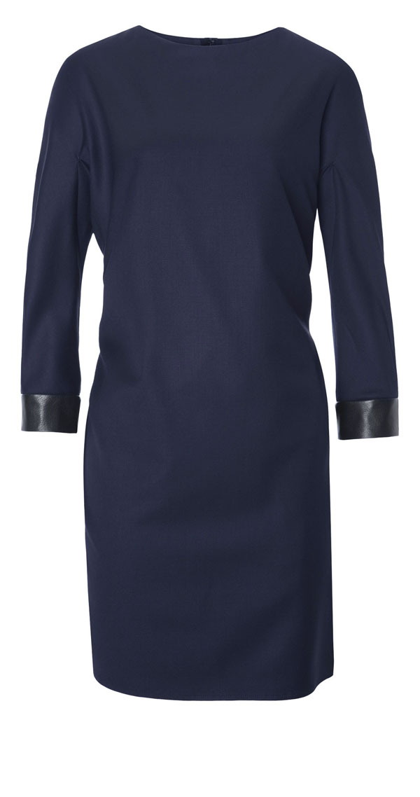 3/4-Arm Kleid mit Ledermanschette dunkelblau