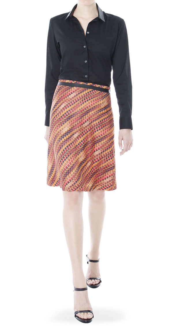Fluid Silk Skirt orange - front