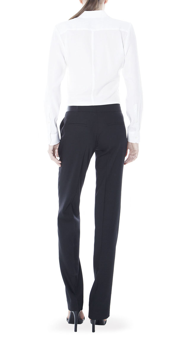 Black Trousers with Leather Detail