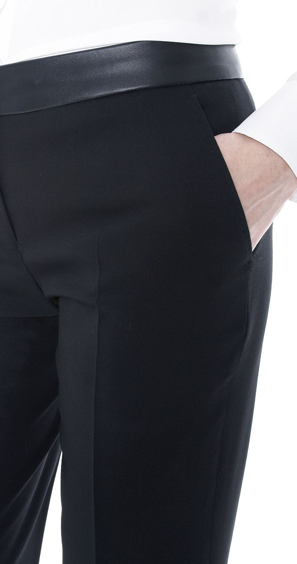 Black Trousers with Leather Detail
