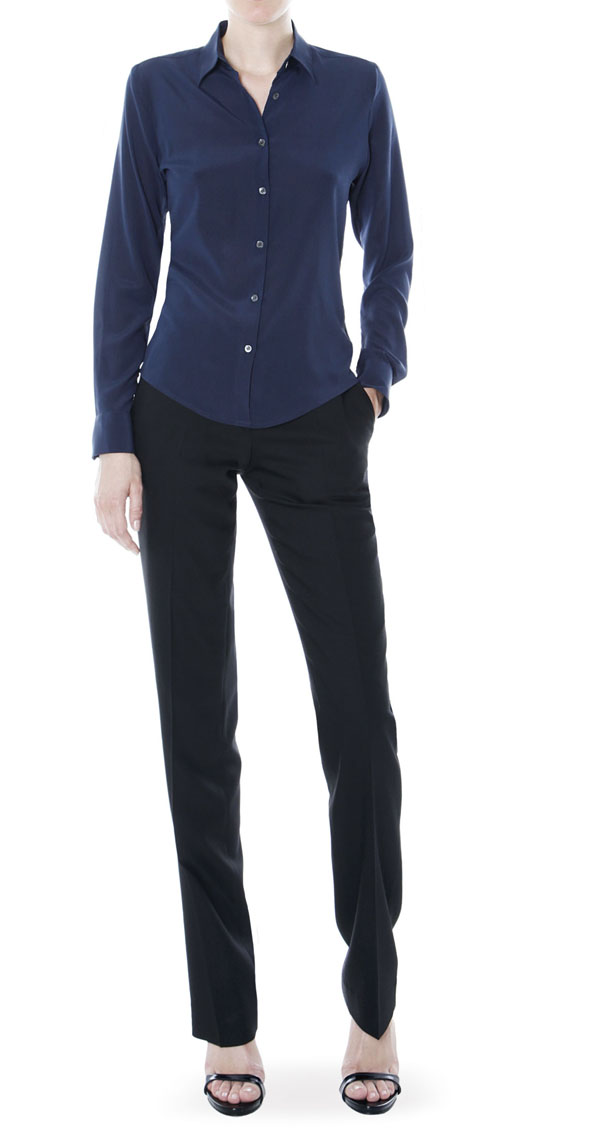 Navy Silk Shirt