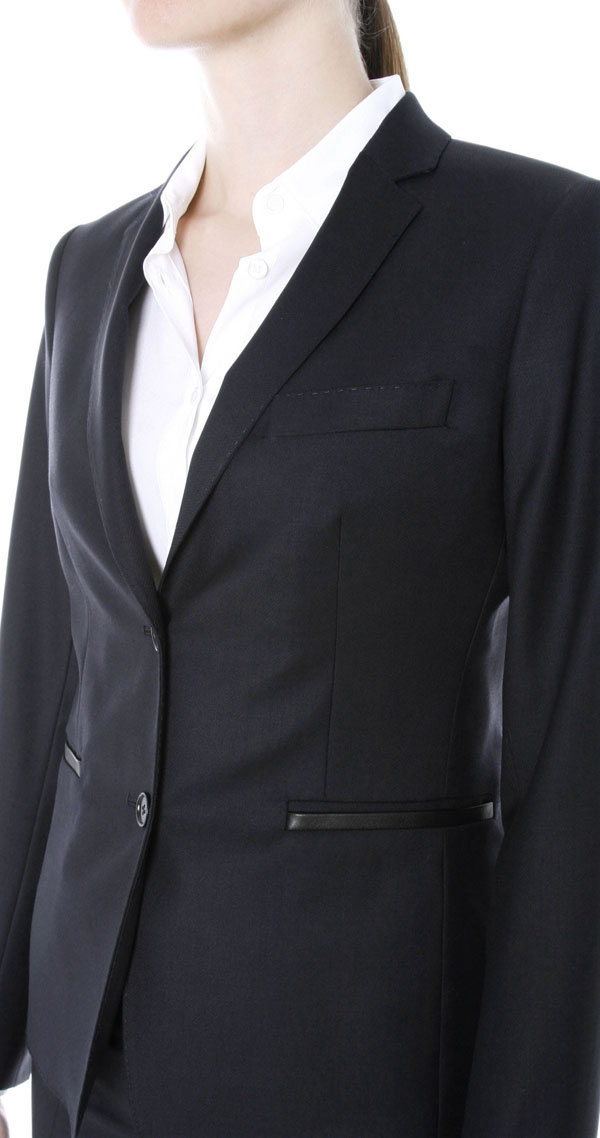 Suitjacket with Leather Trimmed Pocket black - detail